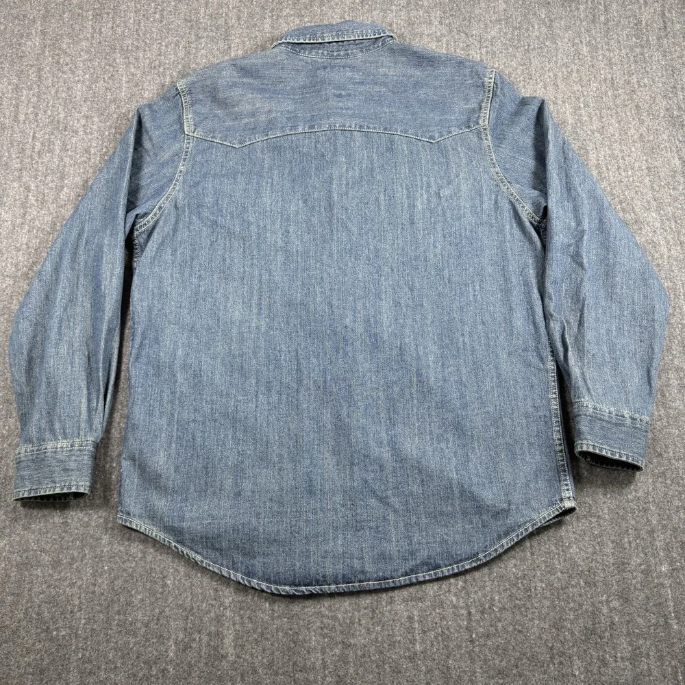 Levi's Men's Western Denim Shirt Size L Blue Snap Button Long Sleeve Cotton